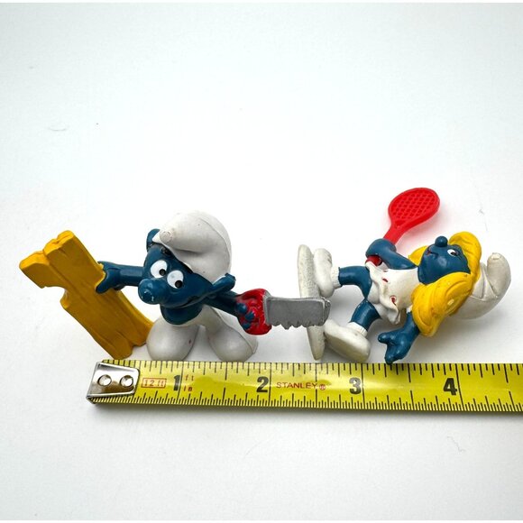 Smurf PVC Figures Set of 7 Schleich Peyo Haymaker Bowler Tennis Smurfette Vtg - Picture 3 of 16